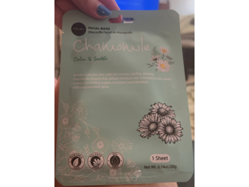 Celavi Calm & Soothe Facial Mask, Chamomile, 0.74 oz/20 g