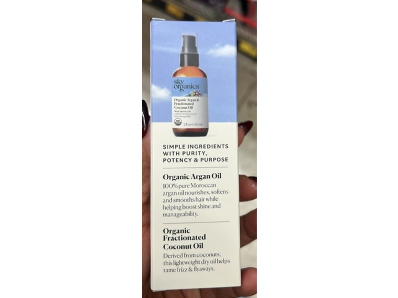 Sky Organics Organic Argan & Fractionated Coconut Oil, 2 fl oz/60 mL