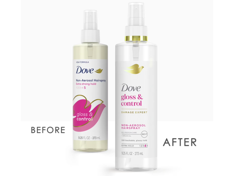 Dove Gloss & Control Non-Aerosol Hairspray, Extra Strong Hold, 9.25 fl oz/273 mL