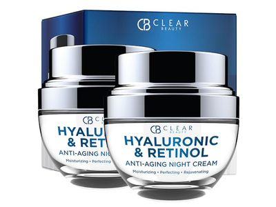 Clear Beauty Anti-Aging Night Cream, Hyaluronic & Retinol, 1.69 fl oz/50 mL, Pack Of 2