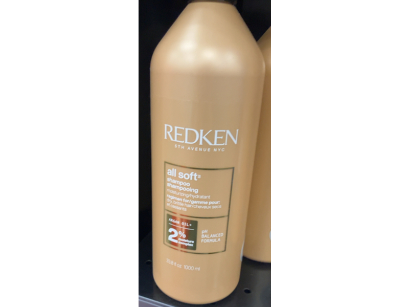 Redken All Soft Shampoo, Argan Oil + Moisture Complex, 33.8 fl oz/1000 mL