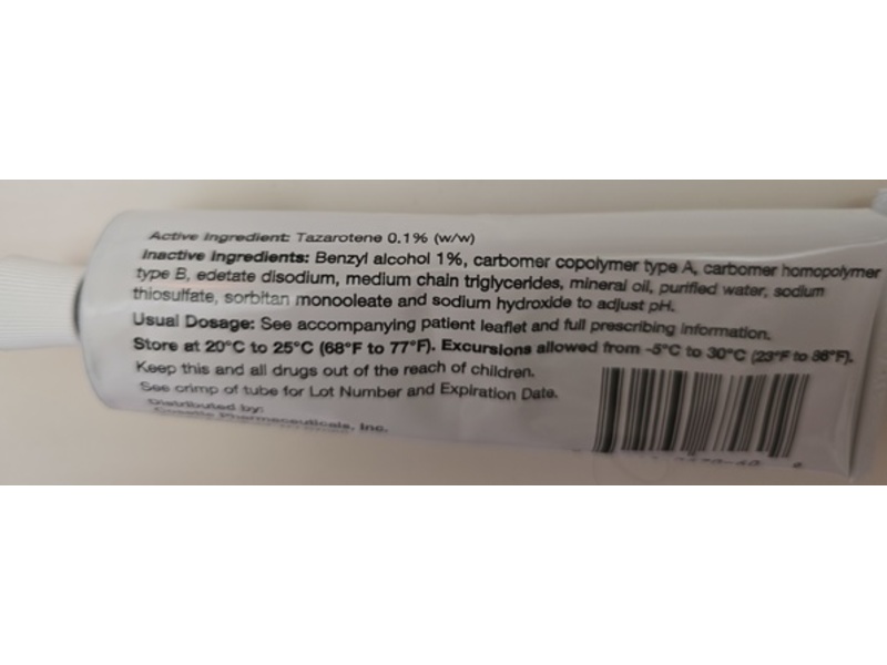 Tazarotene Cream, 0.1%, 60 g, Cosette Pharmaceuticals (Rx)