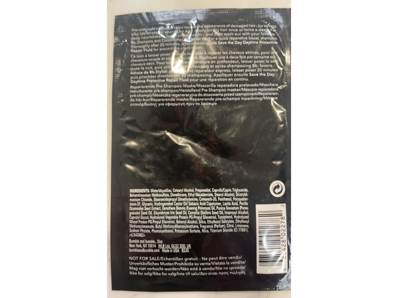 Bumble And Bumble Bb While Overnight Damage Repair Mask, 0.5 fl oz/15 mL