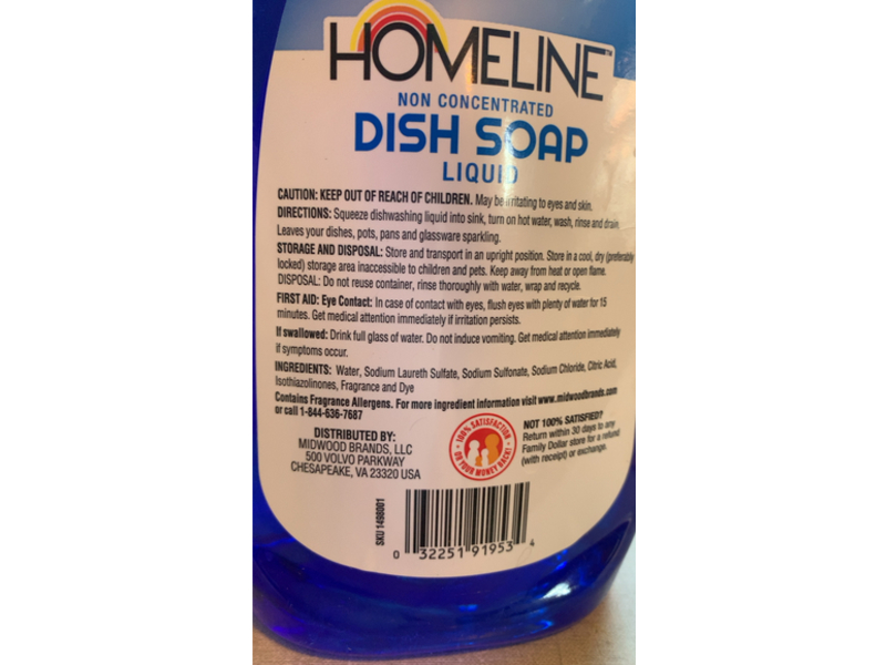 Homeline Non Concentrated Dish Soap, Original Scent, 50 fl oz/1.47 L