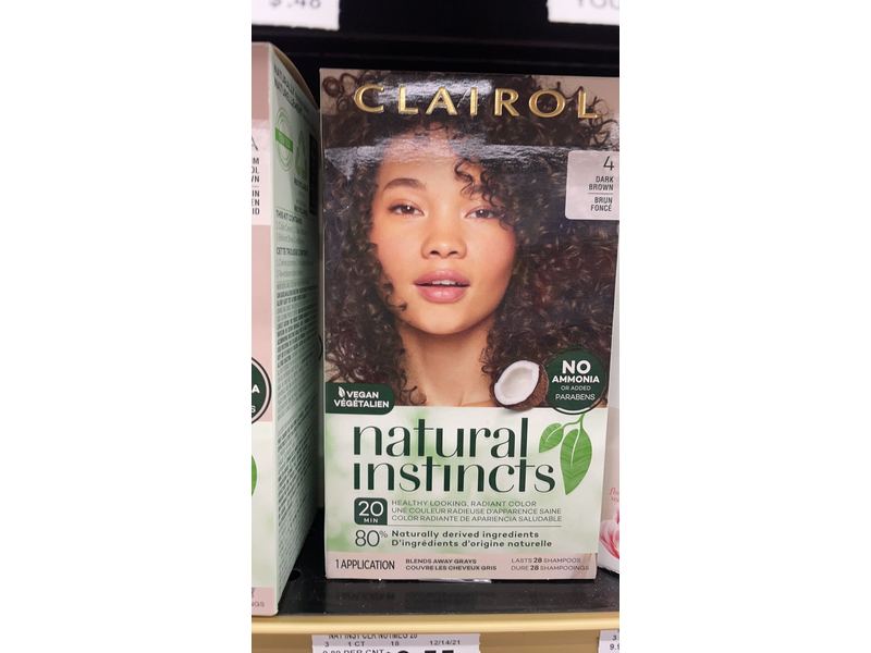 Clairol Natural Instincts Non-Permanent Hair Color, 4 Dark Brown, 1 ct