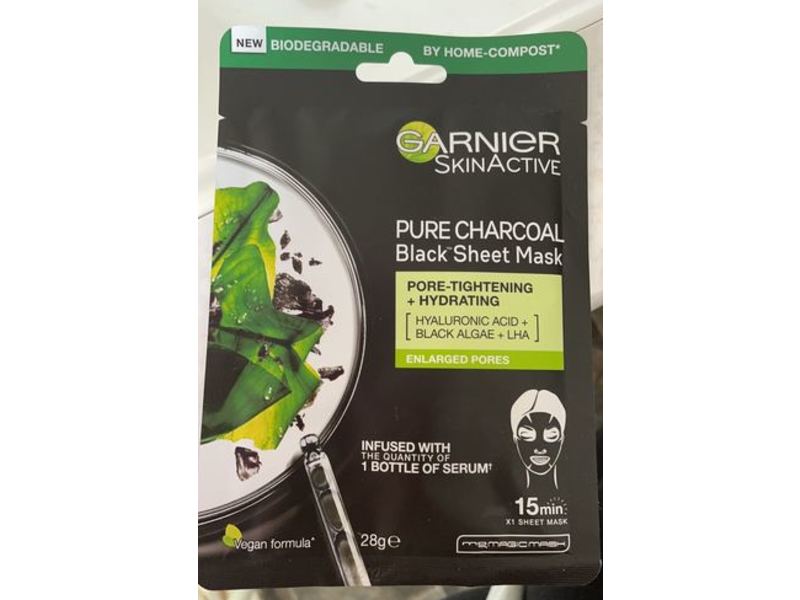 Garnier SkinActive Pure Charcoal Tissue Face Mask, Black Algae, 28 g