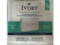 Ivory Sensitive Bar Soap, 3.17 fl oz/90 g, 3 Count - thumbnail 2