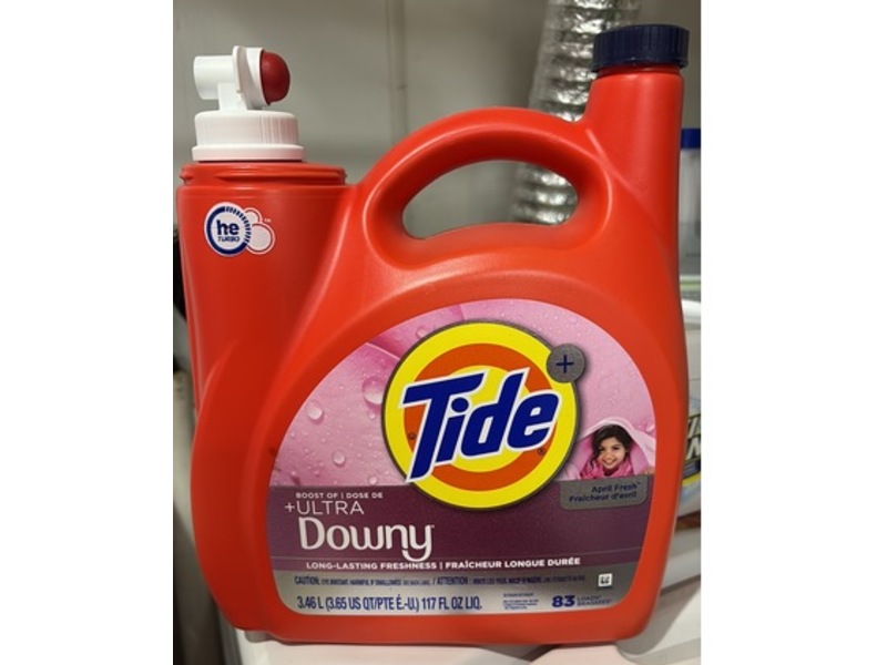 Tide+ Boost of Ultra Downy Liquid Laundry Detergent, April Fresh Scent, 83 Loads, 117 fl oz/3.46 L