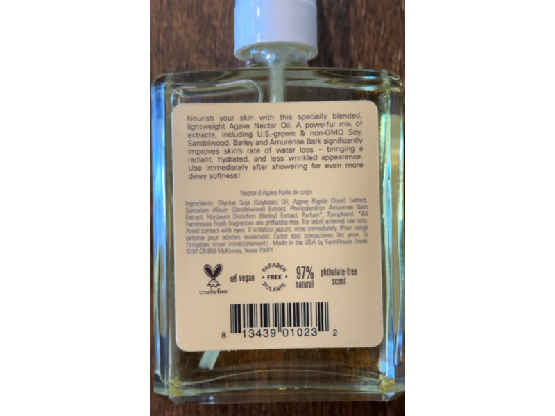 Farmhouse Fresh Ageless Body Oil, Agave Nectar, 4 fl oz/118 mL