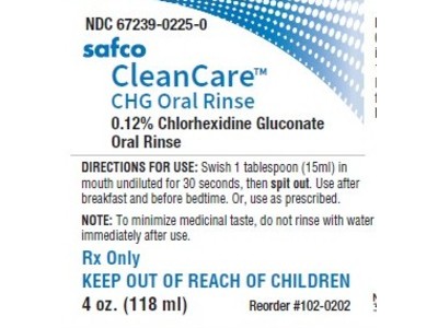 CleanCare CHG Oral Rinse 0.12% Chlorhexidine Gluconate, 4 oz/118 mL, Safco (Rx)