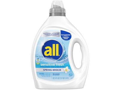 All Sensitive Fresh Liquid Laundry Detergent, Spring Breeze, 110 Loads, 82.5 fl oz/2.43 L