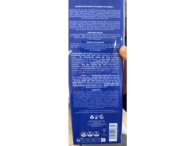 Augustinus Bader The Rich Cream, 3.3.8 fl oz/100 mL