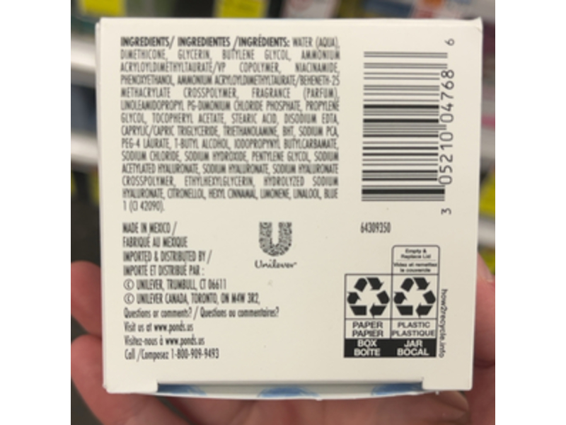 Pond's Fresh Hydration Moisturizer Gel, Hyaluronic Acid + Vitamin E & B3, 3.4 oz/96.4 g