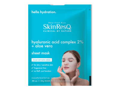 Skin Resq Sheet Mask, Hyaluronic Acid Complex 2% + Aloe Vera, 0.88 oz/25 g, Pack Of 7