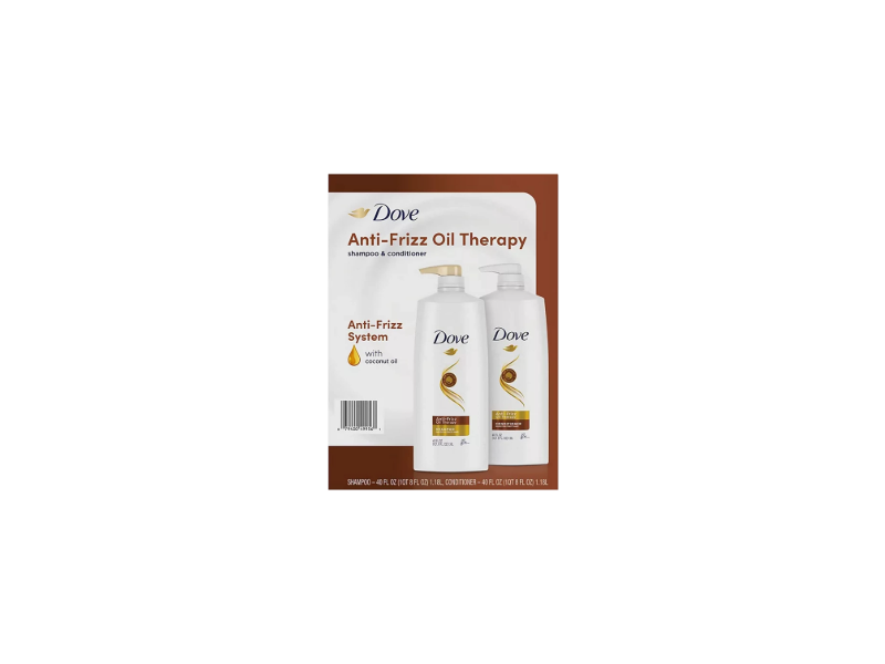 Dove Anti-Frizz Oil Therapy Shampoo & Conditioner Set, Coconut Oil, 40 fl oz/1.18 L