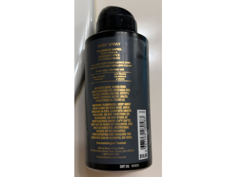 Bath & Body Works Body Spray, Vanilla Noir, 3.7 oz/104 g