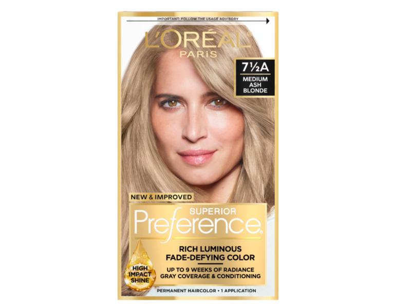L'Oreal Paris Superior Preference Permanent Hair Color, 7.5 A Medium Ash Blonde, 1 Application