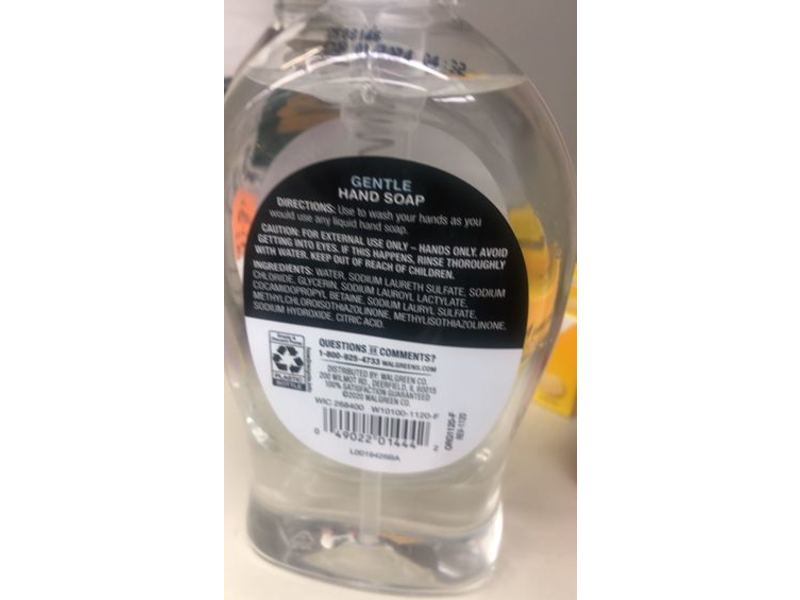 Walgreens Gentle Hand Soap, Fragrance Free, 11.25 fl oz/332 mL