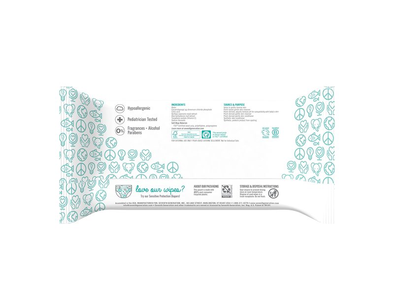 Seventh Generation Cleansing Baby Wipes, Sensitive Protection, 256 Count