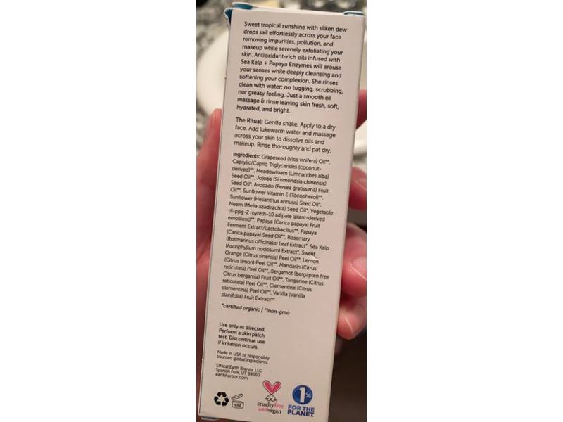 Earth Harbor Sunshine Dew Antioxidant Cleansing Oil, Sea Kelp + Papaya Enzymes, 2 fl oz/60 mL