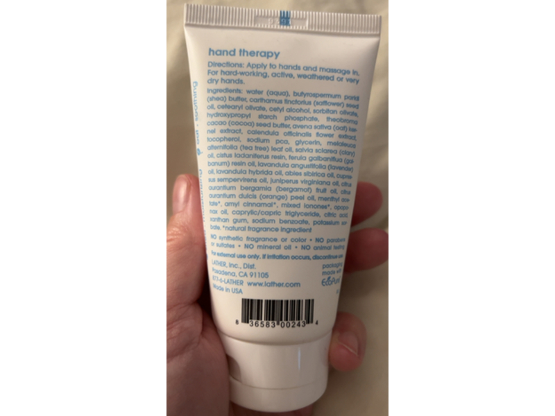 Lather Hand Therapy Hand Creme with Shea, Oat and Olive, 2.65 oz/75 g