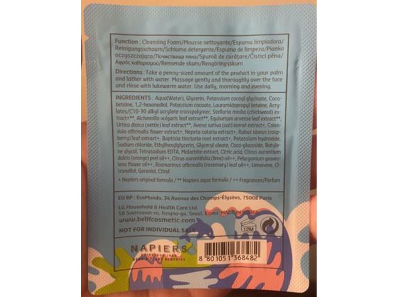 Belif Aqua Bomb Jelly Cleanser, 0.10 fl oz/3 mL