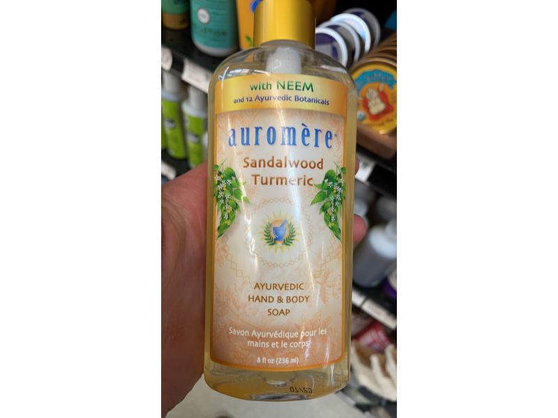 Auromere Ayurvedic Hand Body Soap, Sandalwood Turmeric, 8 fl oz/236 mL