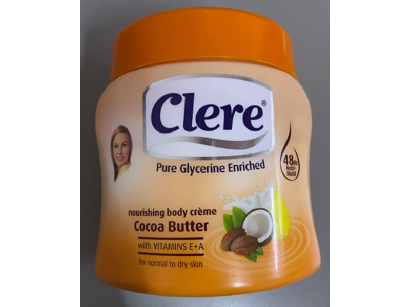 Clere Nourishing Body Creme, Cocoa Butter, 16.9 fl oz/500 mL