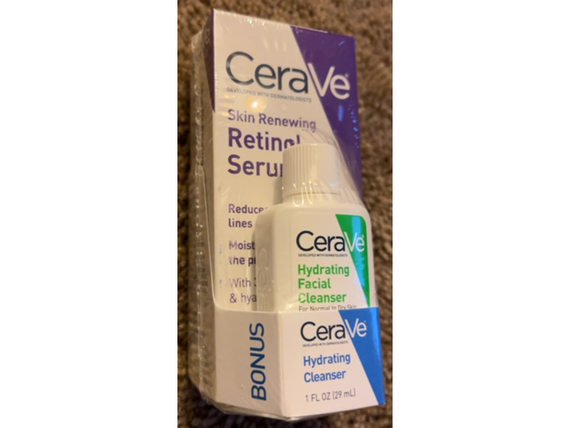 CeraVe Skin Renewing Retinol Serum & Hydrating Facial Cleanser, 1 fl oz/29 mL
