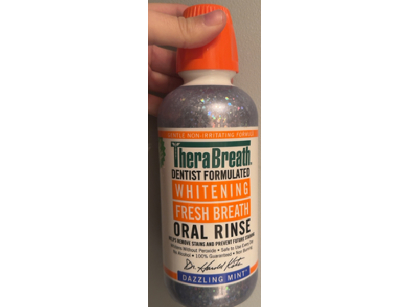 Therabreath Dentist Formulated Whitening Fresh Breath Oral Rinse, Dazzling Mint, 16 fl oz/473 mL