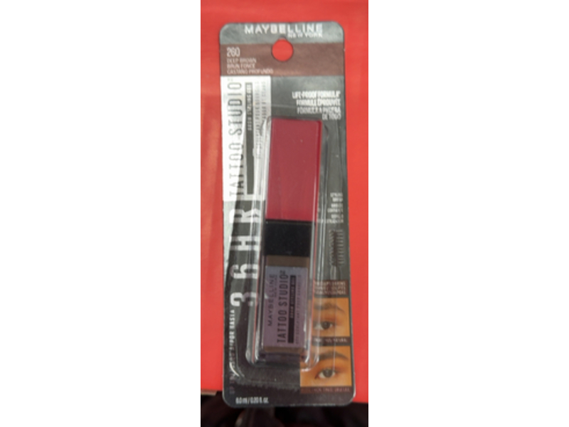Maybelline New York Tattoo Studio Brow Styling Gel, 260 Deep Brown, 0.20 fl oz/6.0 mL