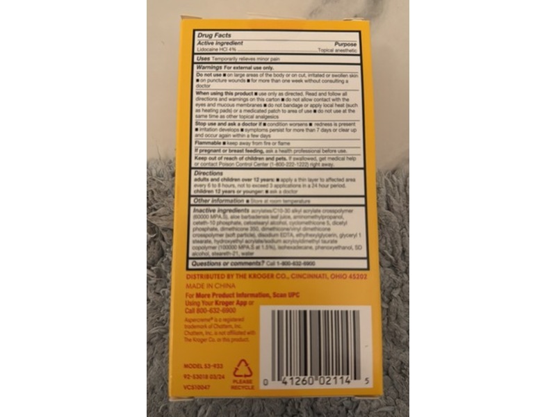 Kroger Lidocaine Pain Relief Liquid Roll-On, 2.5 fl oz/73 mL