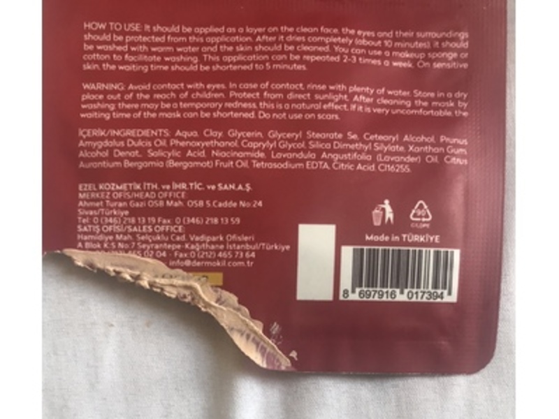 Dermokil Amazonian Red Clay Mask, Niacinamide + Salicylic Acid, 7.5 mL, 2 Count