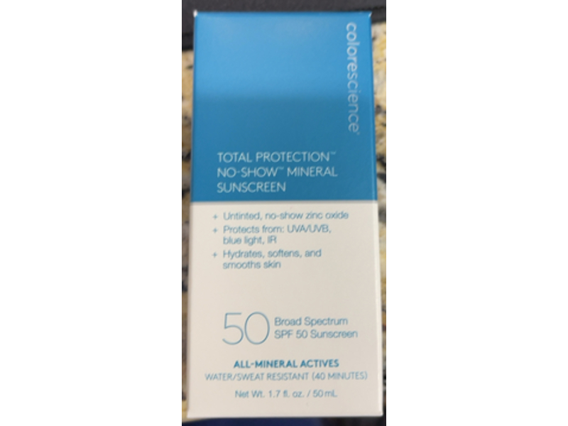 Colorescience Total Protection No-Show Mineral Sunscreen, SPF 50, 1.7 fl oz/50 mL