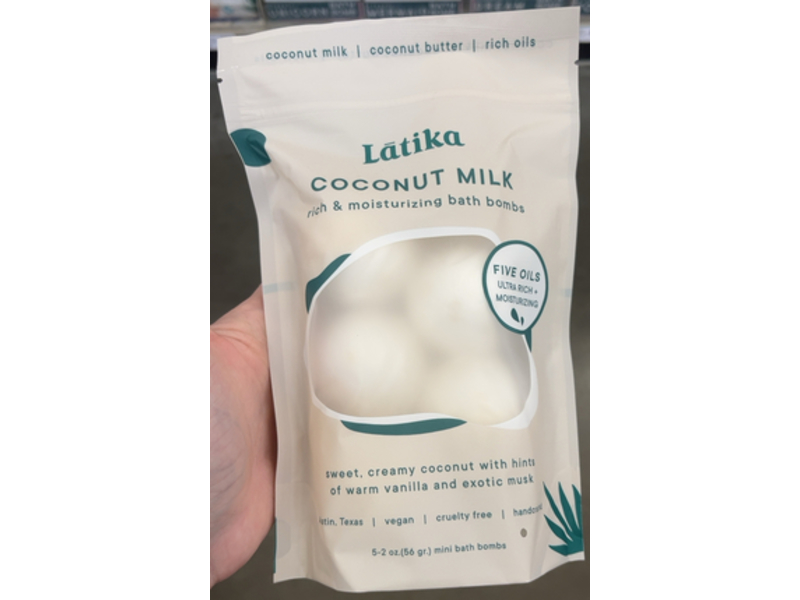 Latika Coconut Milk Rich & Moisturizing Bath Bombs, 5.2 oz/56 g