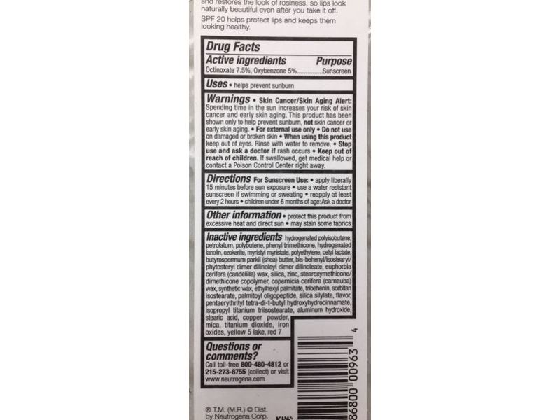 Neutrogena Revitalizing Lip Balm, SPF 20, Petal Glow 40, 0.15 oz/4.2 g