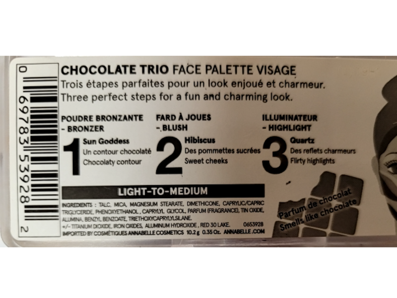 Annabelle Trio Face Palette, Chocolate, 0.35 oz/10.2 g