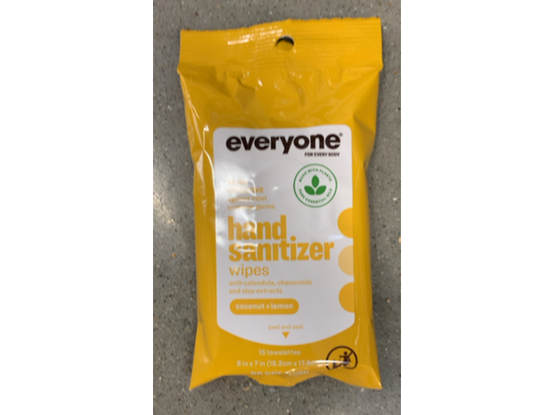 Everyone For Every Body Hand Sanitizer Wipes, Coconut + Lemon, 15 Count, Pack Of 6
