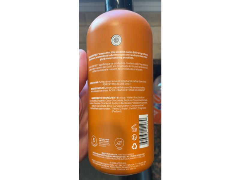 Attitude Hand Soap, Orange Cinnamon, 16 fl oz/473 mL