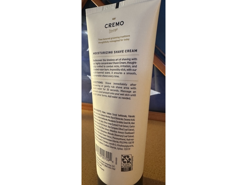 Cremo Heritage Shave Cream, Bourbon Vanilla, 6 fl oz/177 mL