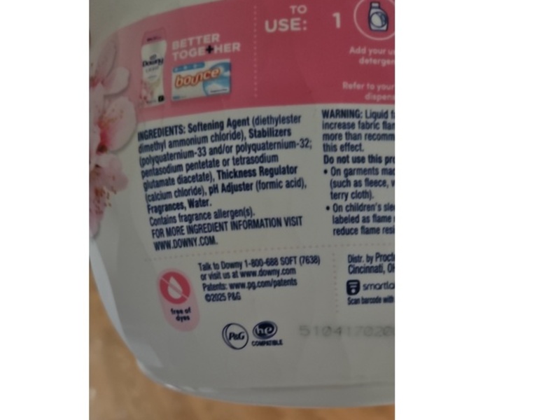 Downy Gentle Soft + Fresh Fabric Softener, Cherry Blossom, 83 Loads, 56 fl oz/1.66 L