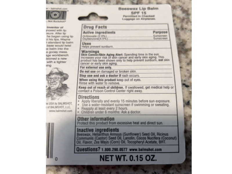 Balmshot Lip Balm, Classic, 0.15 oz/4.25 g