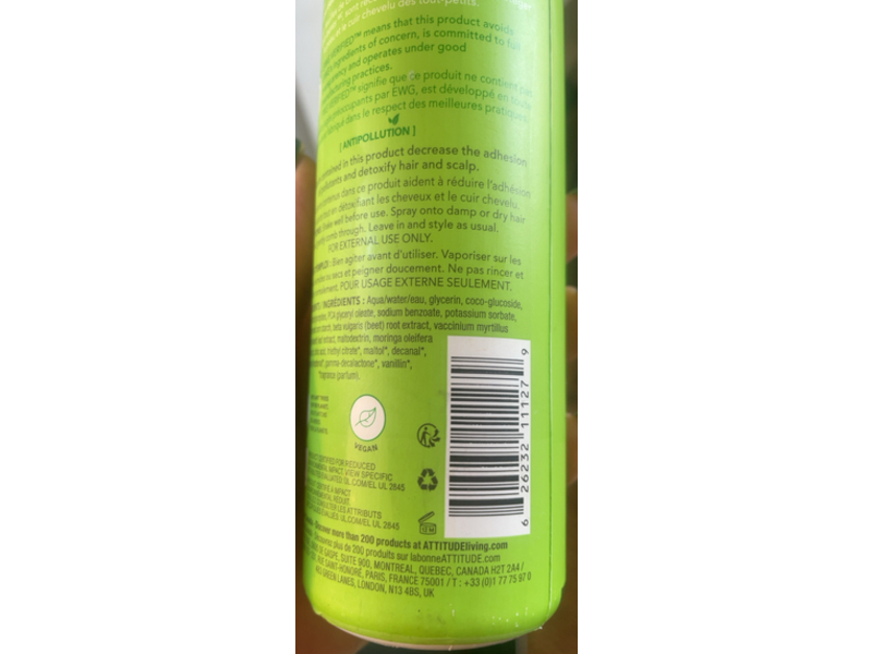 Attitude Little Leaves Science Hair Detangler, Watermelon & Coco, 8 fl oz/240 mL