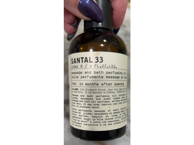 Le Labo Santal 33 Massage & Bath Perfuming Oil, 4 fl oz/120 mL