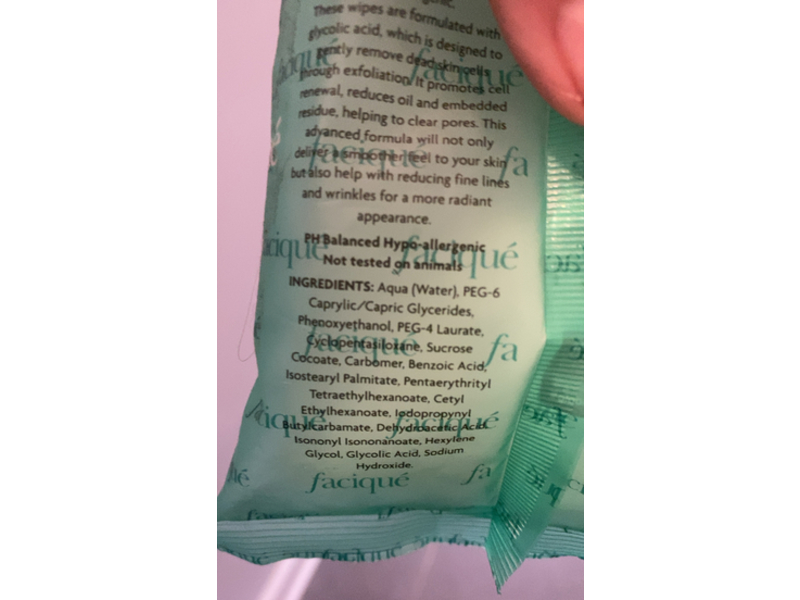 Facique Makeup Cleansing Wipes, Glycolic Acid, 30 Count