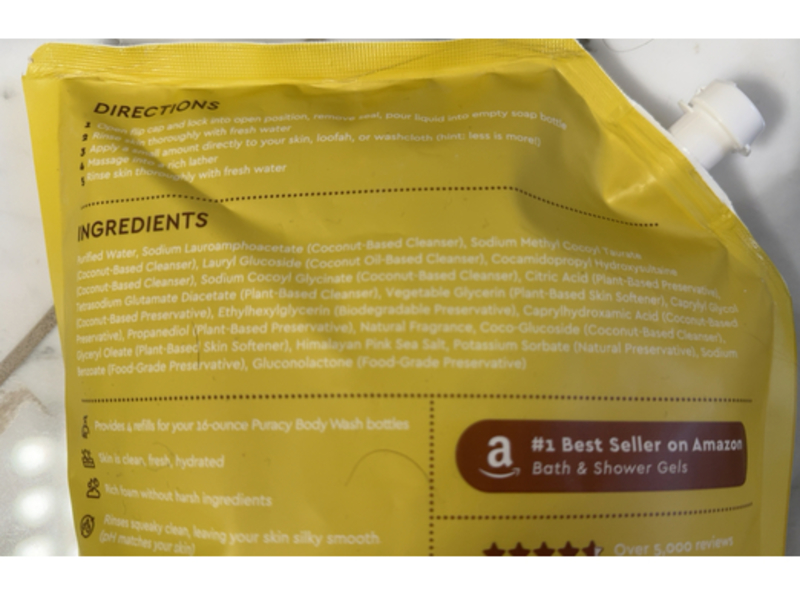 Puracy Natural Body Wash Refill, Coconut & Vanilla, 48 fl oz/1418 mL