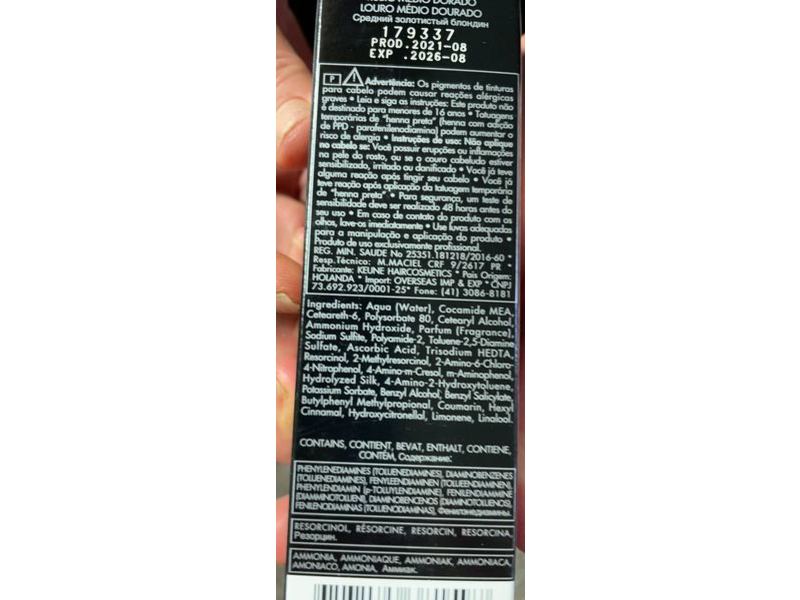 Keune Tinta Color + Silk Protein UV Protection, 7.3 Medium Golden Blonde, 2.1 oz/60 mL