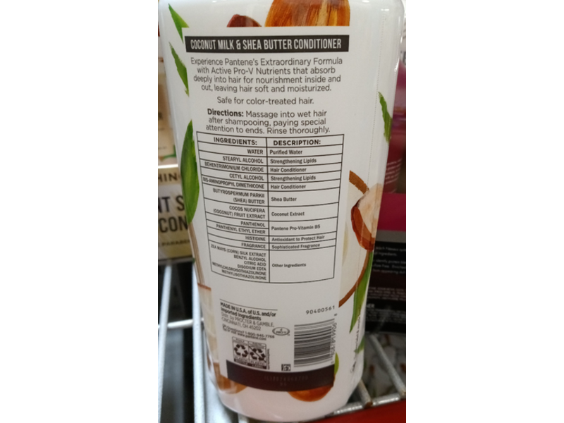 Pantene Pro-V Nourishing Conditioner, Coconut Milk & Shea Butter, 38.2 fl oz/1.13 mL