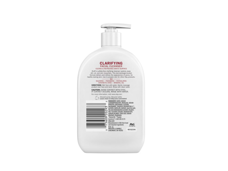 Olay Niacinamide + Peptide 24 Clarifying Face Wash, Sulfate-Free,16 fl oz/473 mL