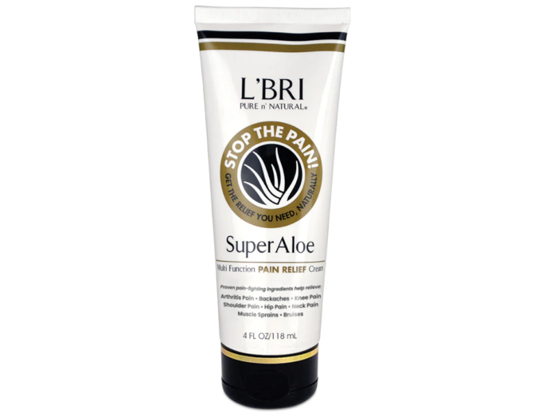 L'BRI Pure n' Natural Stop The Pain Relief Cream, Super Aloe, 4 fl oz/118 mL